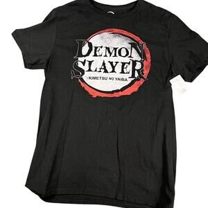 Demon Slayer Kimetsu no Yaiba T-Shirt Men's L Black Anime Graphic Tee Cotton